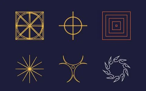 Retro futuristic elements for design. Retro futuristic graphic ornaments. For 스톡 일러스트