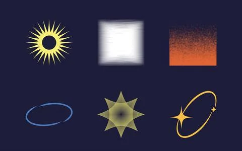 Retro futuristic elements for design. Retro futuristic graphic ornaments. Flat イラスト素材