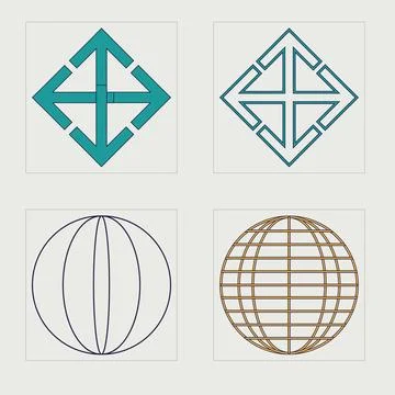 Retro futuristic elements for design. Retro futuristic graphic ornaments. Flat Illustrazione stock