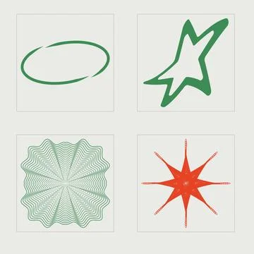 Retro futuristic elements for design. Retro futuristic graphic ornaments Illustrazione stock