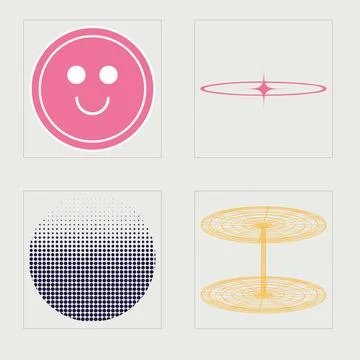 Retro futuristic elements for design. Retro futuristic graphic ornaments 스톡 일러스트