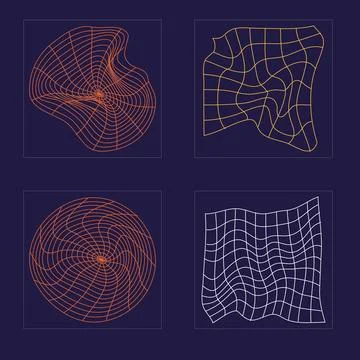Retro futuristic elements for design. Retro futuristic graphic ornaments イラスト素材