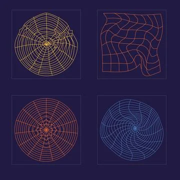 Retro futuristic elements for design. Retro futuristic graphic ornaments. Flat イラスト素材