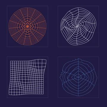Retro futuristic elements for design. Retro futuristic graphic ornaments Illustrazione stock