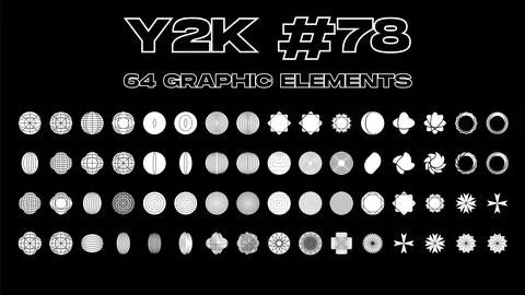 Retro futuristic elements for design. Set of abstract objects in y2k style. Illustrazione stock