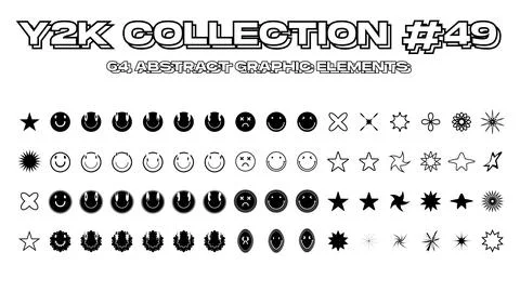 Retro futuristic elements for design. Set of abstract objects in y2k style. Stock Illustration