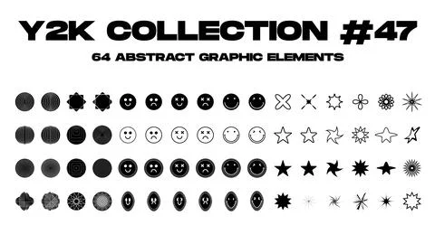 Retro futuristic elements for design. Set of abstract objects in y2k style. Stock Illustration