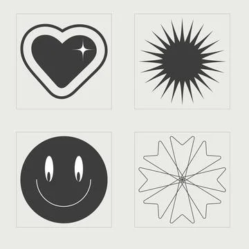 Retro futuristic elements for design. Trendy geometric postmodern figures. Flat Illustrazione stock