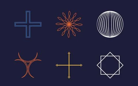 Retro futuristic elements for design. Trendy geometric postmodern figures. Flat イラスト素材