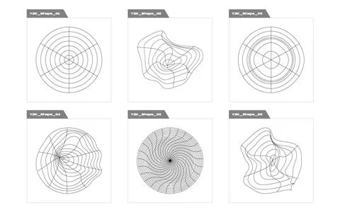 Retro futuristic elements for design. Trendy geometric postmodern figures Illustrazione stock