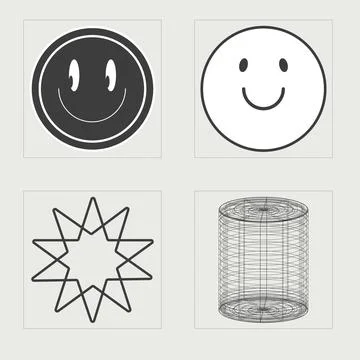 Retro futuristic elements for design. Trendy geometric postmodern figures. Flat Illustrazione stock