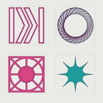 Retro futuristic elements for design. Trendy geometric postmodern figures Stock Illustration