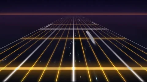Retro futuristic grid pattern with glowing lines. 2d animation Stock Footage 342580281