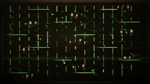 Retro Futuristic Interface Loop - Green Terminal HUD Data Backdrop Video stock 341870740