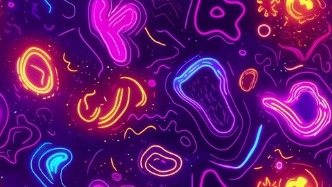 Retro Futuristic Neon Psychedelic Loop with Abstract Seamless Motion Video stock 315383127