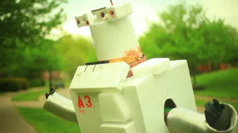 Retro futuristic robot robotic 1 Stock Footage