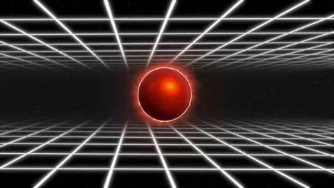 Retro-futuristic Sci-Fi Grid Tunnel with Red Glowing Portal Loop Stock Footage 315283697