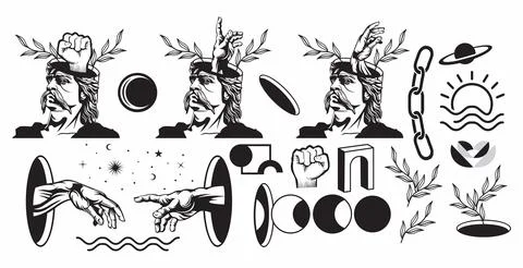 Retro futuristic set. Illustrazione stock