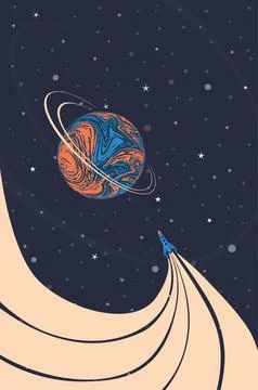 Retro futuristic shuttle in space イラスト素材