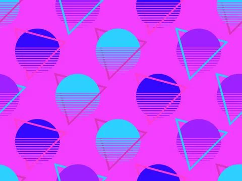 Retro futuristic sunset seamless pattern 80s style. Synthwave and retrowave Stock Illustration