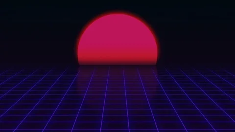 Retro Futuristic.Grid and sunset. 80s Re... | Stock Video | Pond5