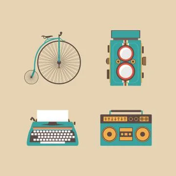Retro gadget set Illustrazione stock