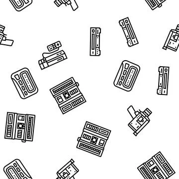 Retro gadget technology device vector seamless pattern Stock Illustration