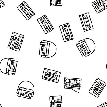 Retro gadget technology device vector seamless pattern Stock Illustration