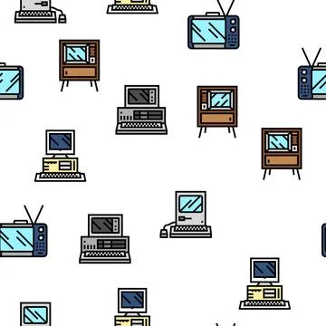 Retro gadget technology device vector seamless pattern Stock Illustration