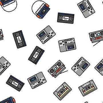 Retro gadget technology device vector seamless pattern Stock Illustration