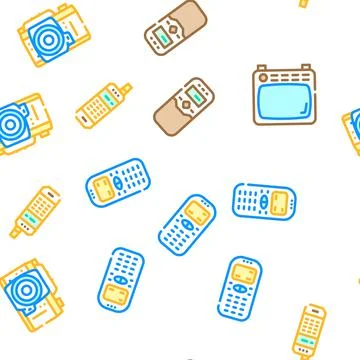 Retro gadget vintage techology vector seamless pattern Stockillustratie