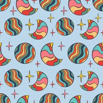 Retro Galaxy seamless pattern design Stock Illustration