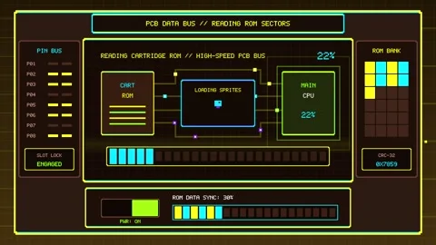 Retro Game Console Boot Up and Game Loading Animation Stock Footage 347922813