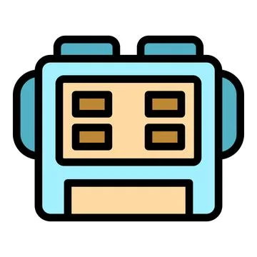 Retro game console displaying four rectangular shapes, pixel art style icon Illustrazione stock