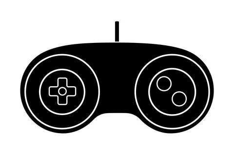 Retro Game Controller Black Fill Vector Icon Stock Illustration