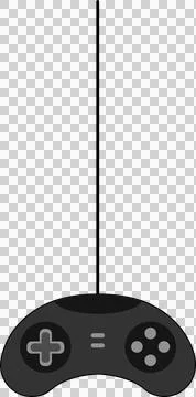 Retro game controller is hanging from long cable in flat design style, Stock Illustration