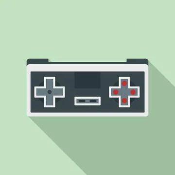 Retro game controller icon, flat style Stock Illustration