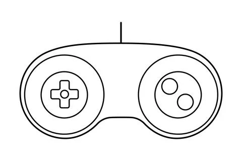 Retro Game Controller Outline Vector Icon Stock Illustration