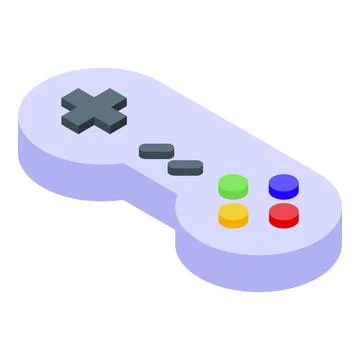 Retro game controller sitting on white background Illustrazione stock