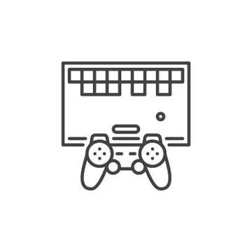 Retro Game with Controller vector concept outline icon Stock Illustration
