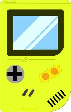 Retro Game Gadget. Flat Vector Illustration. yellow color modern gameboy Stock Illustration