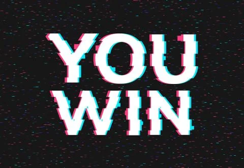 Retro game glitch win score background. Video game you win glitch effect text Stock Illustration