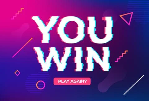 Retro game glitch win score background. Video game you win glitch effect text Stock Illustration