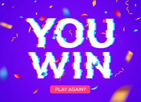 Retro game glitch win score background. Video game you win glitch effect text Stock Illustration