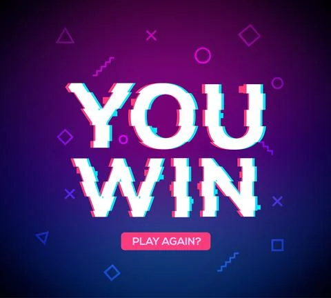 Retro game glitch win score background. Video game you win glitch effect text Stock Illustration