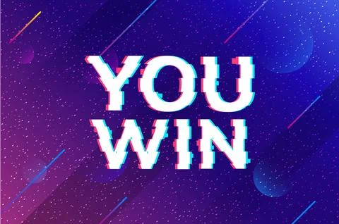 Retro game glitch win score background. Video game you win glitch effect text Stock Illustration
