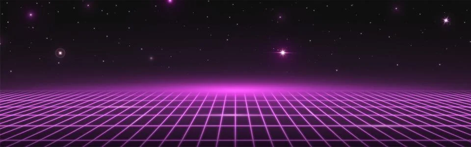 Retro game grid landscape Illustrazione stock