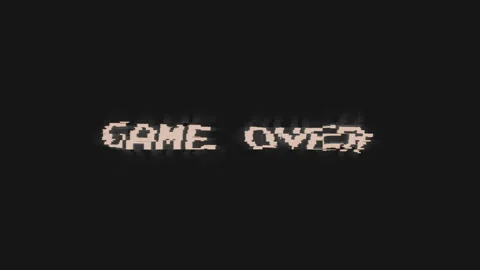 Retro game over, message with glitch effect. Stock Footage 143157840
