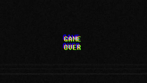 Retro game over, message with glitch effect.4k video Stock Footage 151221220