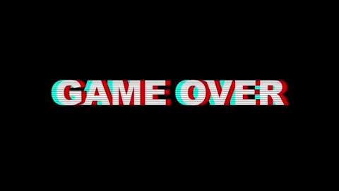 Retro game over screen with digital glitch effects Stock Footage 345207479